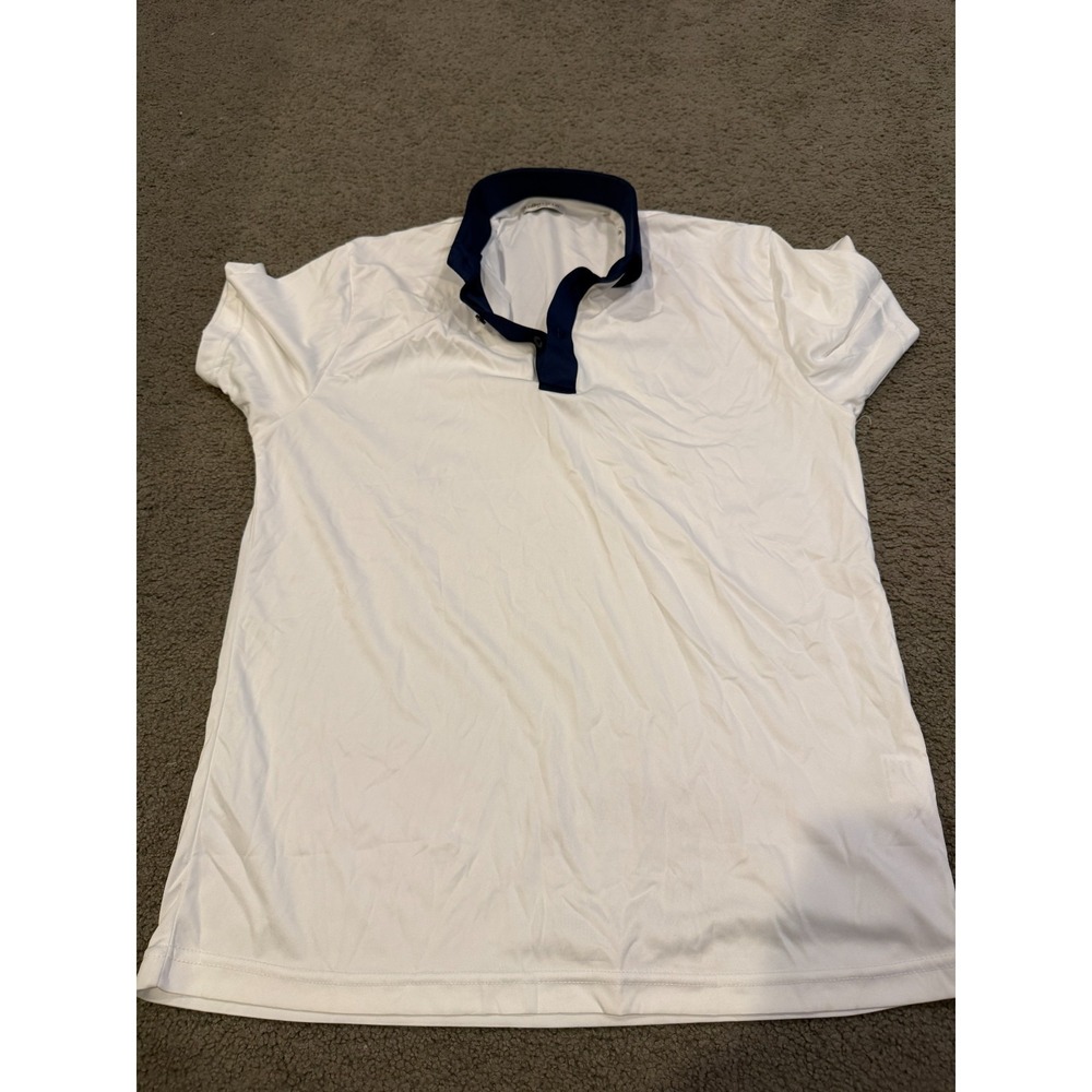 Collar And Co Mens Short Sleeve Polo White Blue Size Medium NWOT